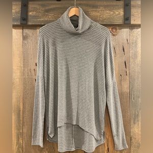 Bobi Hi-Lo Funnel Neck Stripe Pullover XS